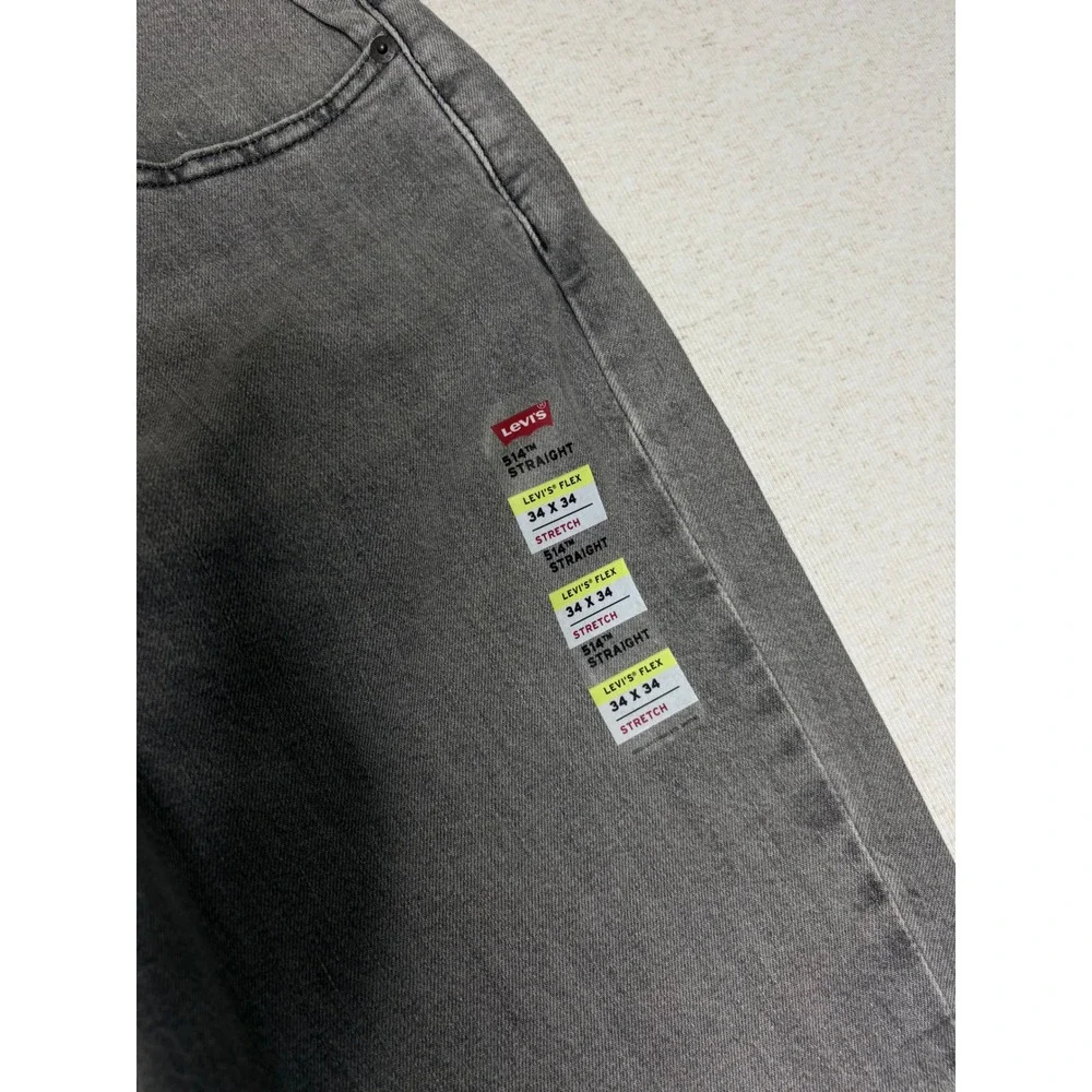 Levis 514 Straight Fit Mens Grey Stretch Jeans 34x34 00514-1660